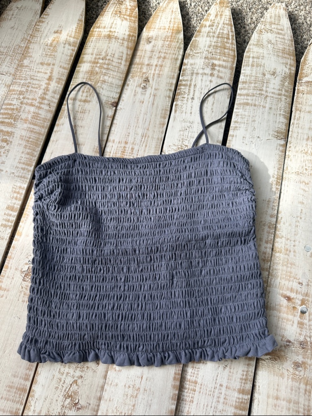Abercrombie & Fitch Smocked Tank Top Size M Blue